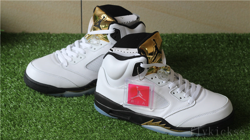 retro 5 gold tongue