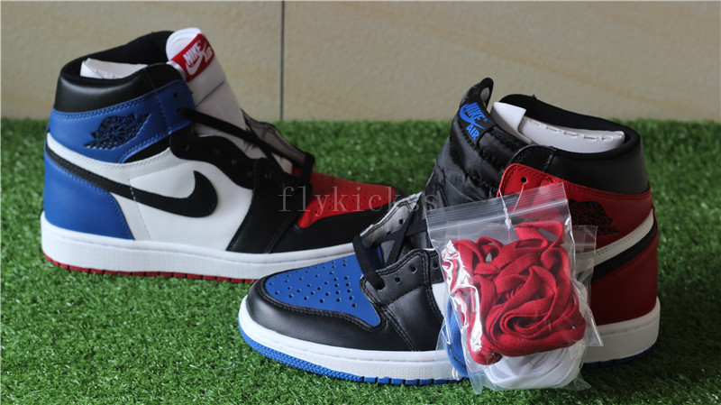 red and blue nike high tops